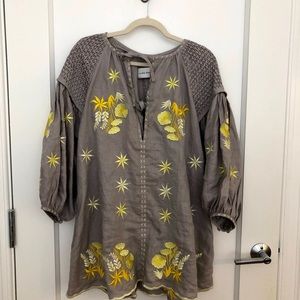 Innika Choo HANS UFMAFRÖK GREY LINEN MINI SMOCK
